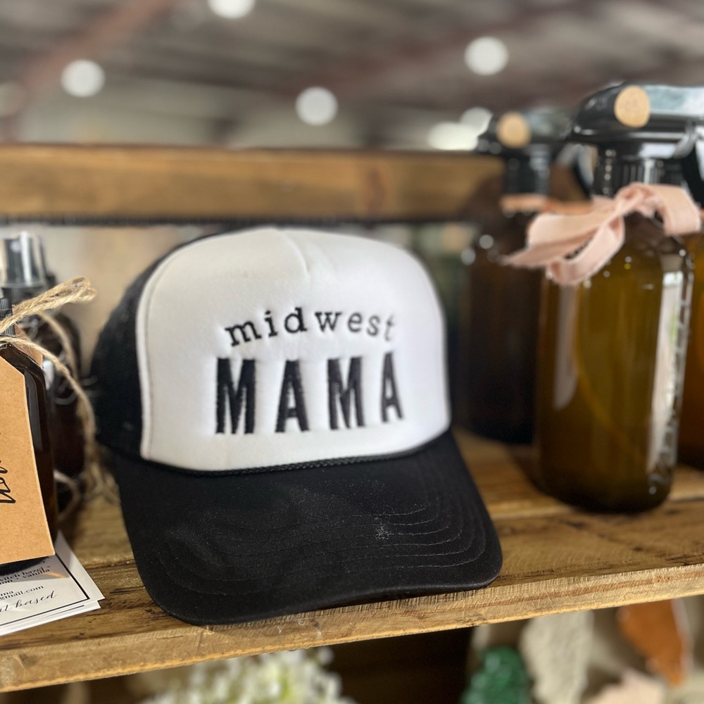 Midwest Mama Black and White Trucker Hat
